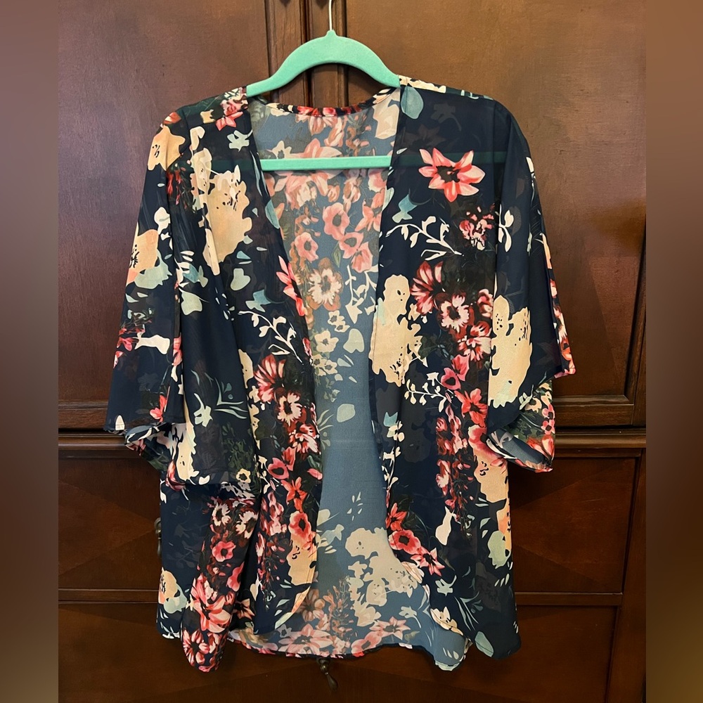 Sheer navy/floral wrap